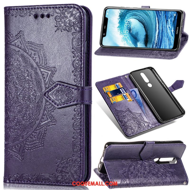 Étui Nokia 3.1 Plus Protection En Cuir En Relief, Coque Nokia 3.1 Plus Similicuir Téléphone Portable