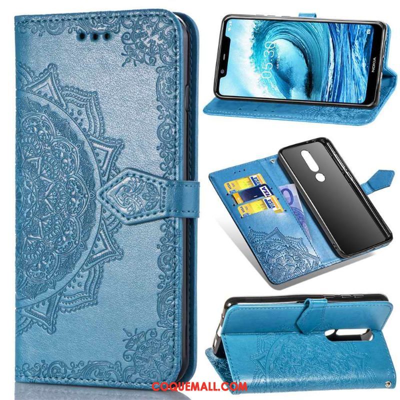 Étui Nokia 3.1 Plus Protection En Cuir En Relief, Coque Nokia 3.1 Plus Similicuir Téléphone Portable