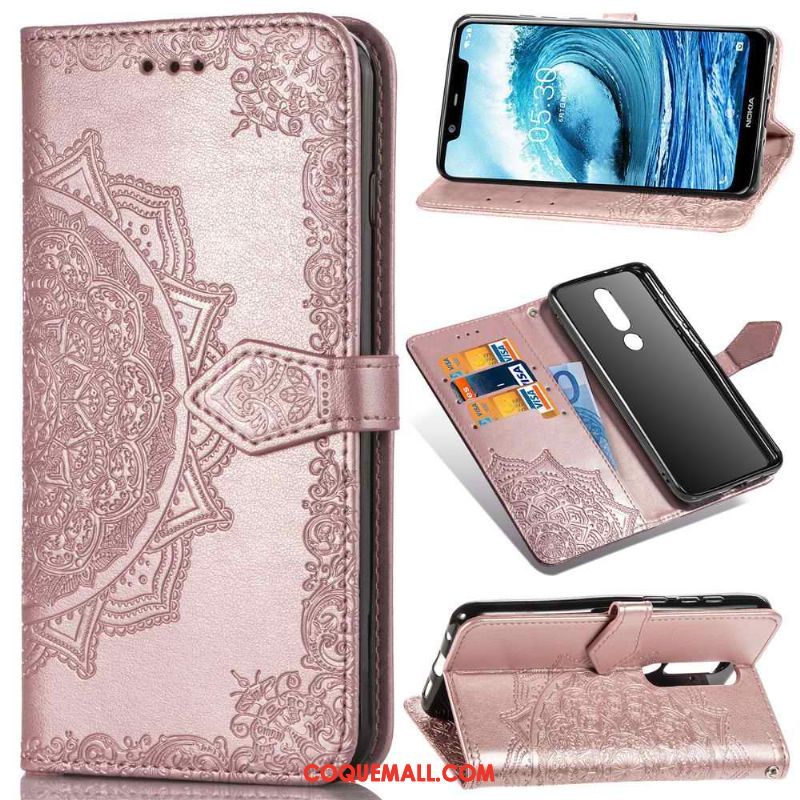 Étui Nokia 3.1 Plus Protection En Cuir En Relief, Coque Nokia 3.1 Plus Similicuir Téléphone Portable