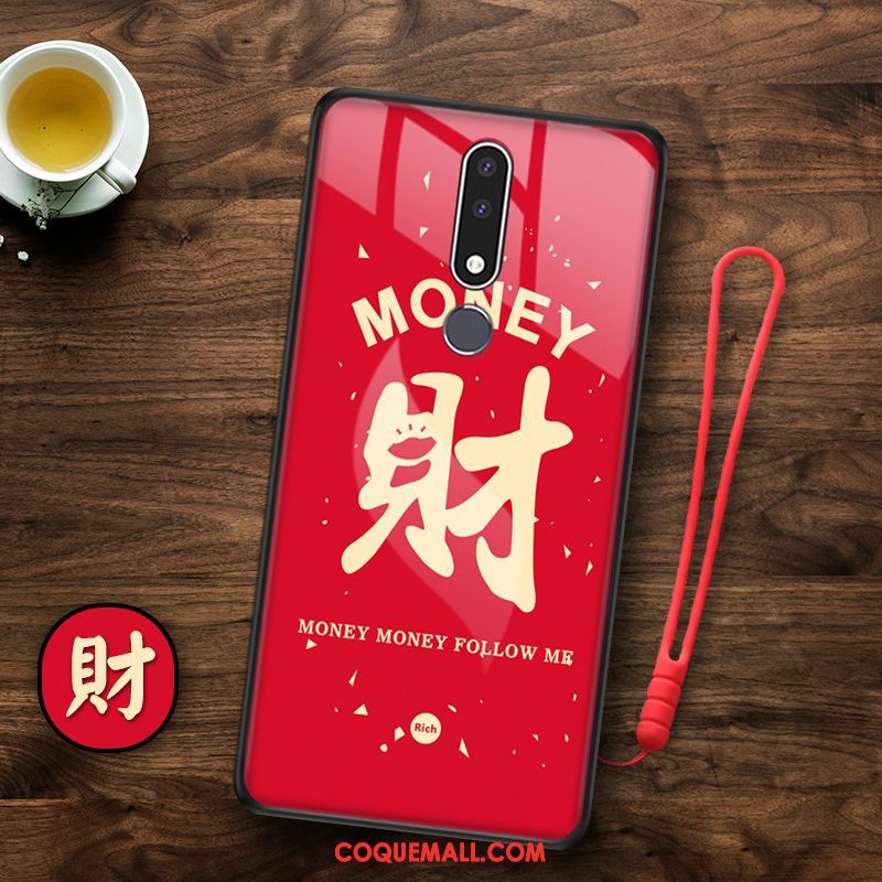 Étui Nokia 3.1 Plus Richesse Nouveau Tout Compris, Coque Nokia 3.1 Plus Verre Rouge