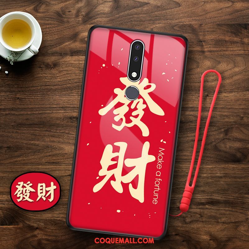 Étui Nokia 3.1 Plus Richesse Nouveau Tout Compris, Coque Nokia 3.1 Plus Verre Rouge