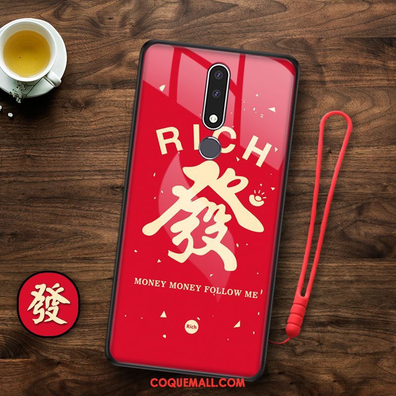 Étui Nokia 3.1 Plus Richesse Nouveau Tout Compris, Coque Nokia 3.1 Plus Verre Rouge