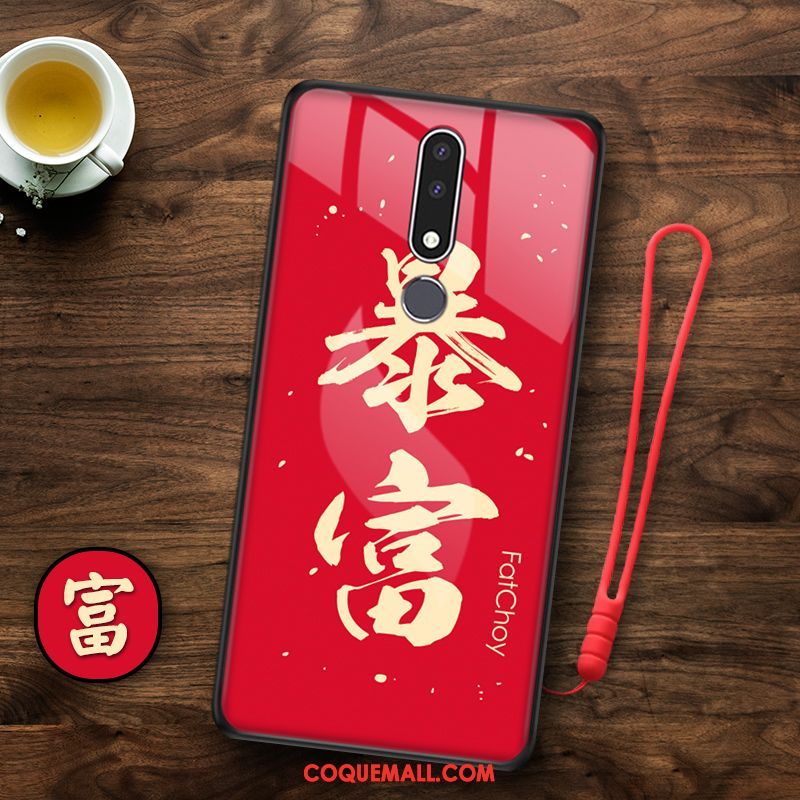 Étui Nokia 3.1 Plus Richesse Nouveau Tout Compris, Coque Nokia 3.1 Plus Verre Rouge