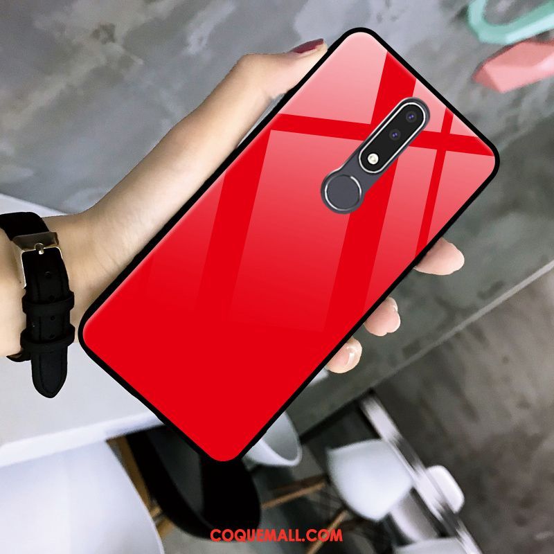 Étui Nokia 3.1 Plus Verre Personnalité Protection, Coque Nokia 3.1 Plus Rouge Incassable