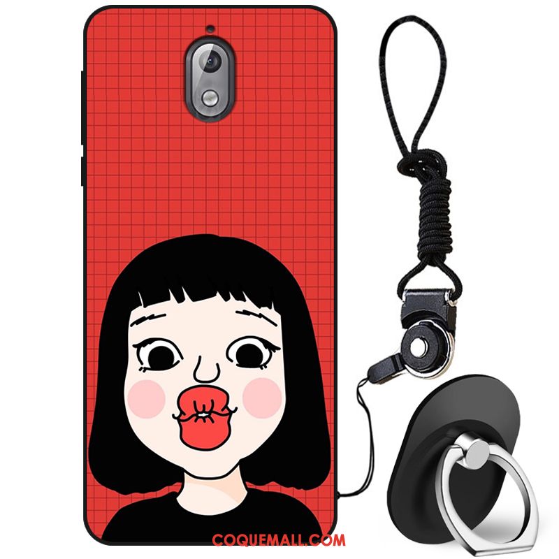 Étui Nokia 3.1 Téléphone Portable Rouge Incassable, Coque Nokia 3.1 Dessin Animé Créatif