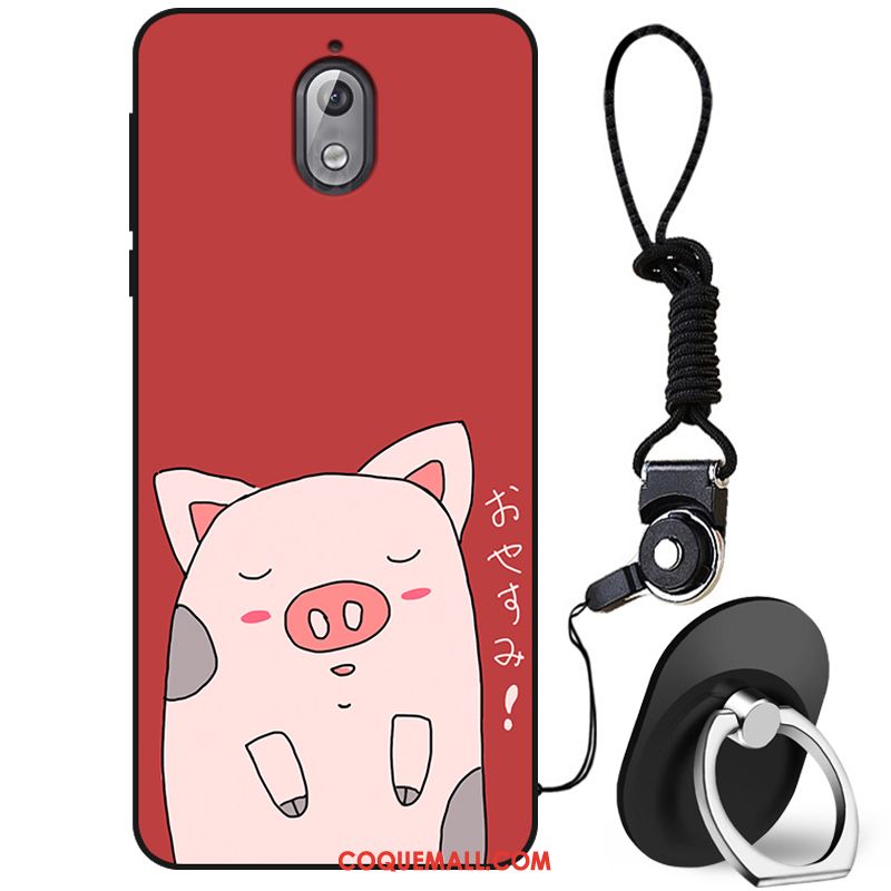 Étui Nokia 3.1 Téléphone Portable Rouge Incassable, Coque Nokia 3.1 Dessin Animé Créatif