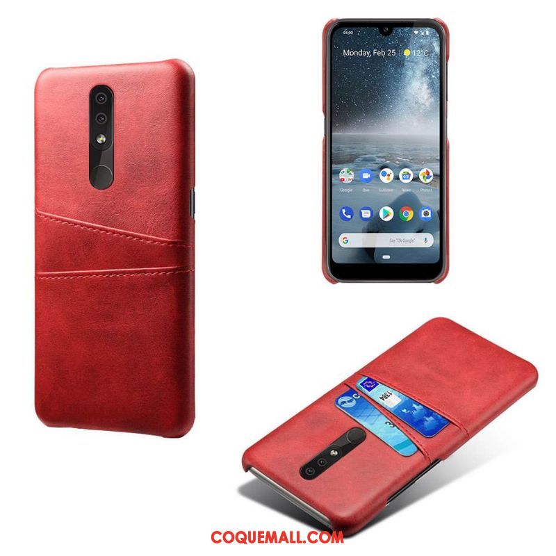 Étui Nokia 4.2 En Cuir Orange Téléphone Portable, Coque Nokia 4.2 Incassable Carte