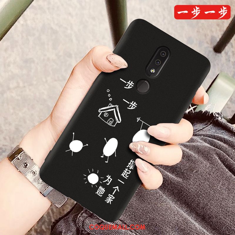 Étui Nokia 4.2 Noir Dessin Animé Téléphone Portable, Coque Nokia 4.2 Protection Délavé En Daim