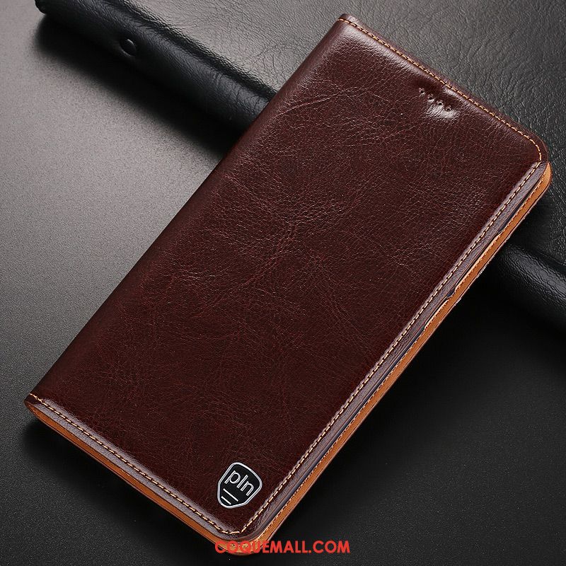 Étui Nokia 5.1 Cuir Véritable Téléphone Portable Marron, Coque Nokia 5.1 Modèle Fleurie Étui En Cuir