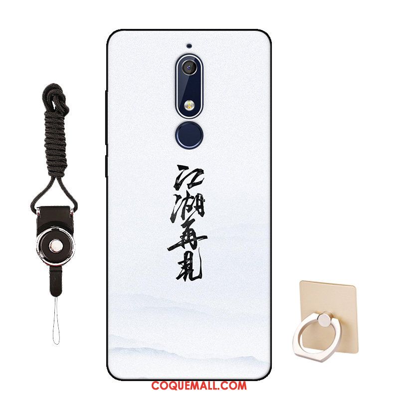 Étui Nokia 5.1 Délavé En Daim Blanc Protection, Coque Nokia 5.1 Tendance Téléphone Portable