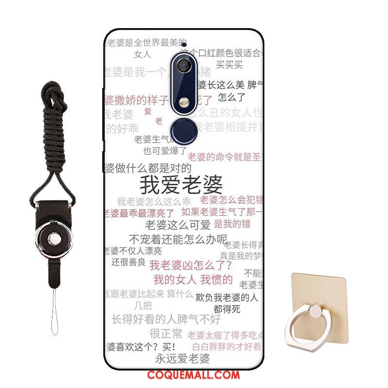 Étui Nokia 5.1 Délavé En Daim Blanc Protection, Coque Nokia 5.1 Tendance Téléphone Portable