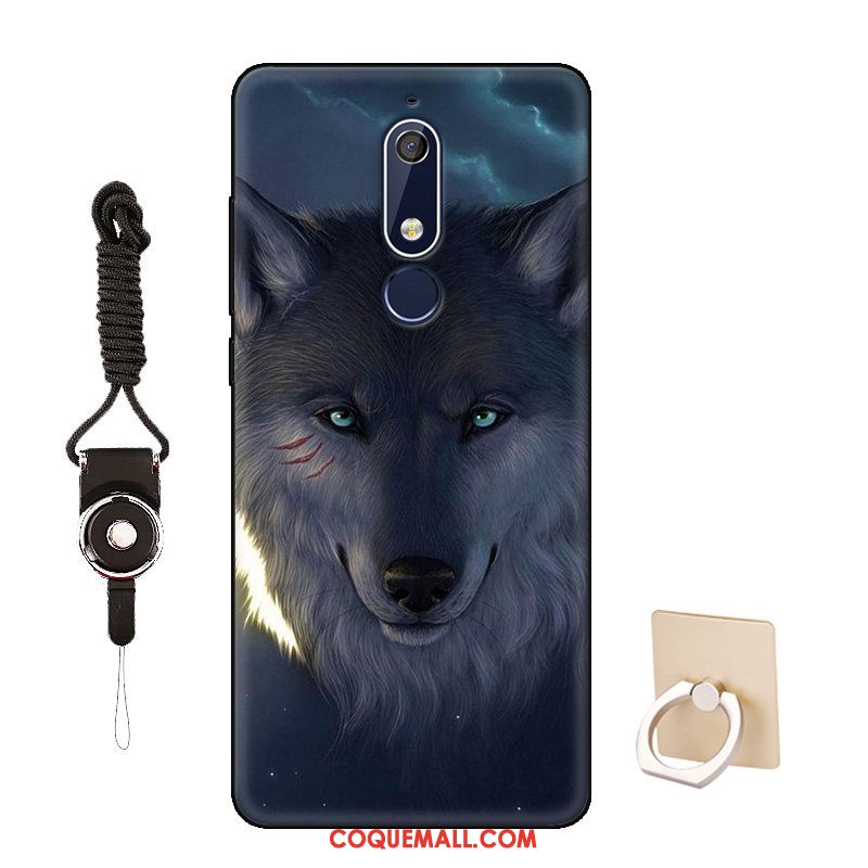 Étui Nokia 5.1 Incassable Dessin Animé Délavé En Daim, Coque Nokia 5.1 Personnalité Téléphone Portable