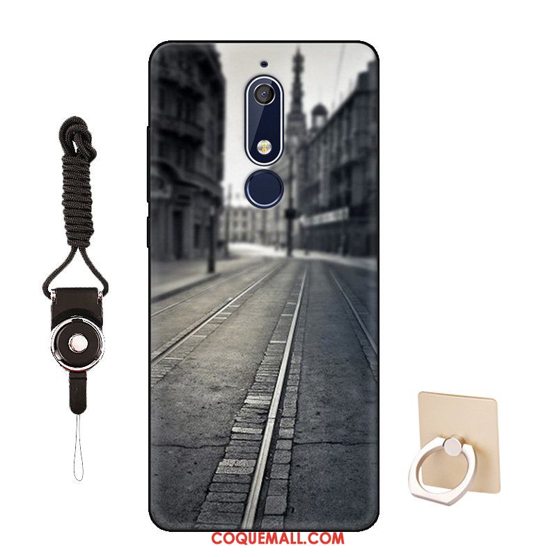 Étui Nokia 5.1 Incassable Dessin Animé Délavé En Daim, Coque Nokia 5.1 Personnalité Téléphone Portable