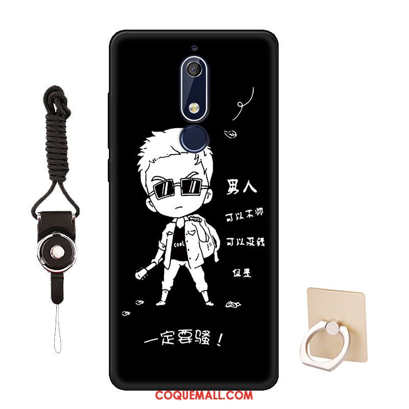 Étui Nokia 5.1 Incassable Dessin Animé Délavé En Daim, Coque Nokia 5.1 Personnalité Téléphone Portable