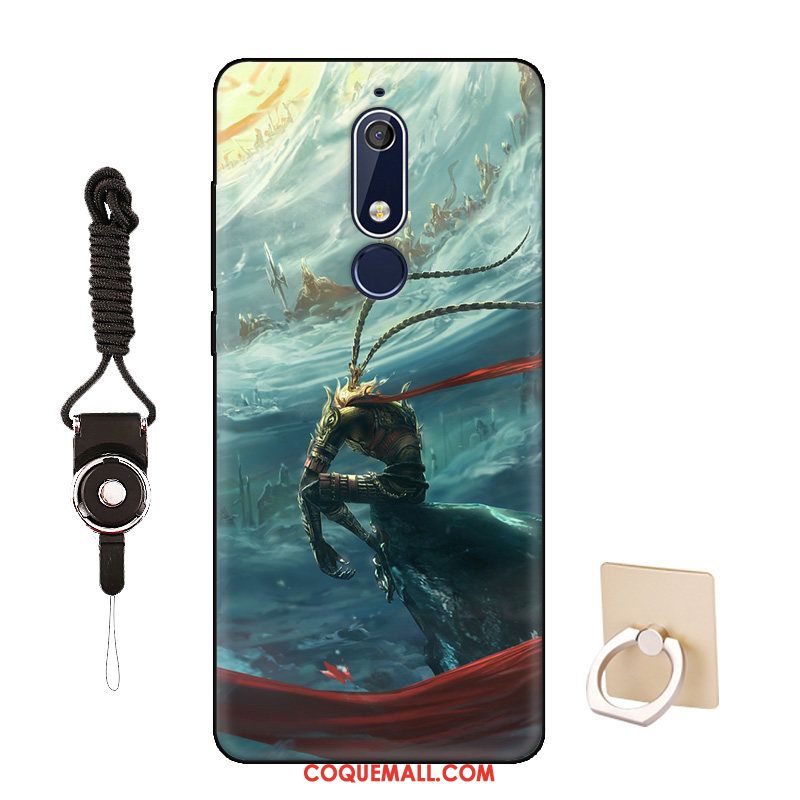 Étui Nokia 5.1 Incassable Dessin Animé Délavé En Daim, Coque Nokia 5.1 Personnalité Téléphone Portable