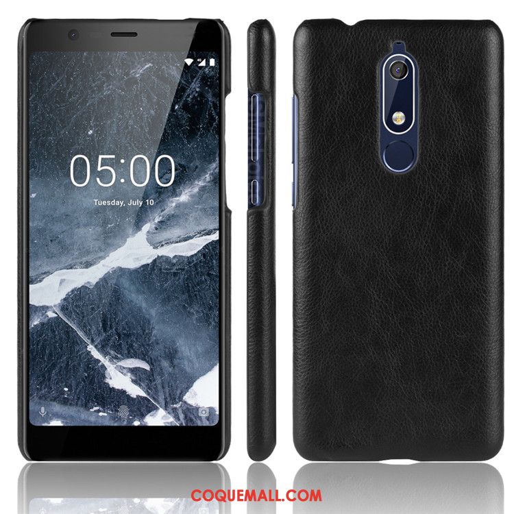 Étui Nokia 5.1 Modèle Fleurie Litchi Protection, Coque Nokia 5.1 Difficile Téléphone Portable Braun