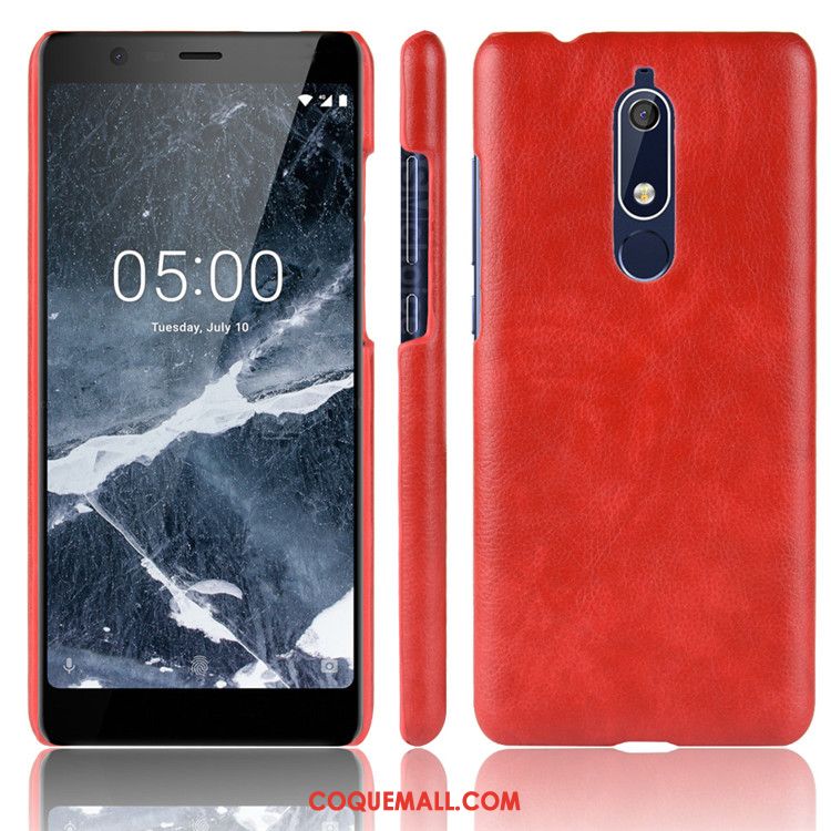 Étui Nokia 5.1 Modèle Fleurie Litchi Protection, Coque Nokia 5.1 Difficile Téléphone Portable Braun