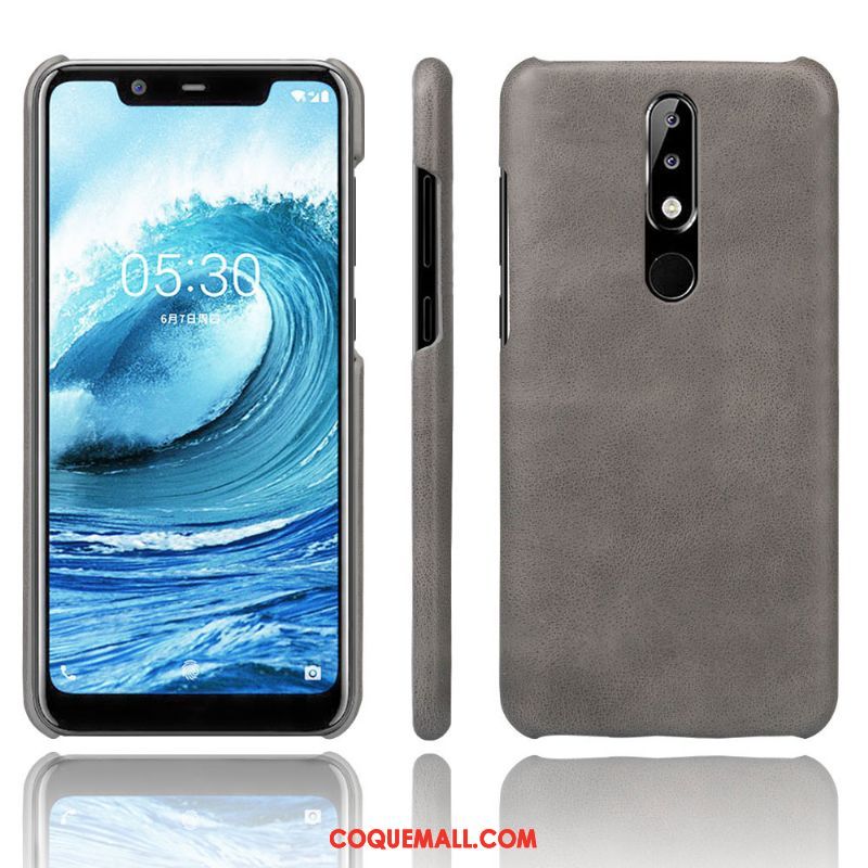 Étui Nokia 5.1 Plus Incassable En Cuir Qualité, Coque Nokia 5.1 Plus Tendance Foncé Braun