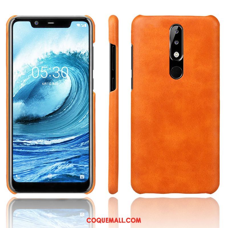 Étui Nokia 5.1 Plus Incassable En Cuir Qualité, Coque Nokia 5.1 Plus Tendance Foncé Braun