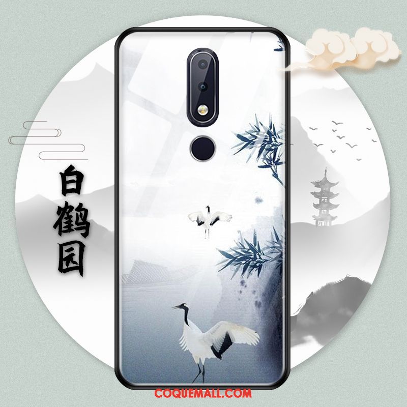 Étui Nokia 5.1 Plus Paysage Vintage Téléphone Portable, Coque Nokia 5.1 Plus Style Chinois Verre