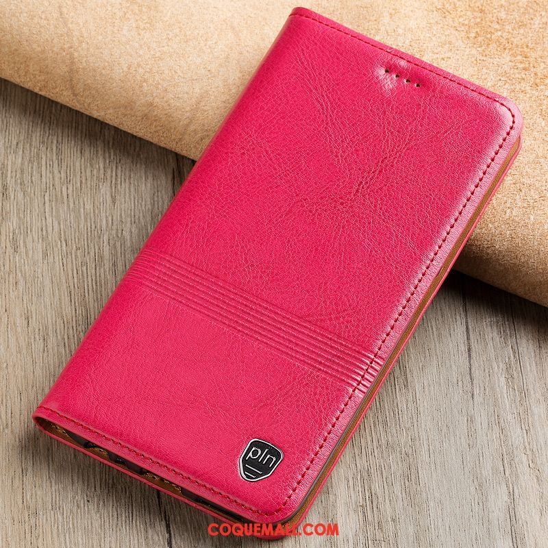 Étui Nokia 5.1 Plus Rouge En Cuir Cuir Véritable, Coque Nokia 5.1 Plus Téléphone Portable