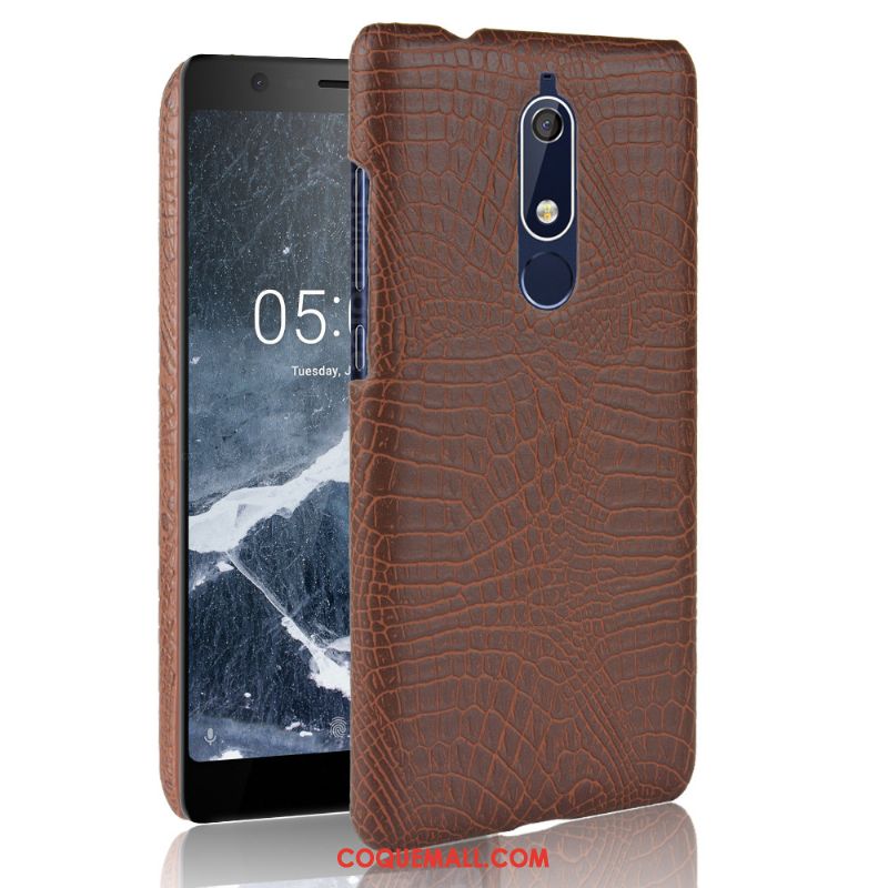 Étui Nokia 5.1 Protection Crocodile Modèle Incassable, Coque Nokia 5.1 Téléphone Portable Difficile Braun