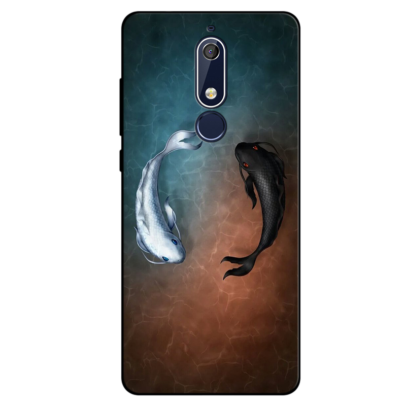 Étui Nokia 5.1 Tout Compris Fluide Doux Personnalité, Coque Nokia 5.1 Amoureux Noir