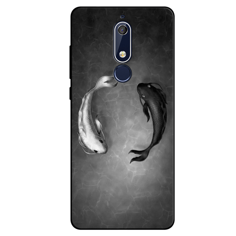 Étui Nokia 5.1 Tout Compris Fluide Doux Personnalité, Coque Nokia 5.1 Amoureux Noir