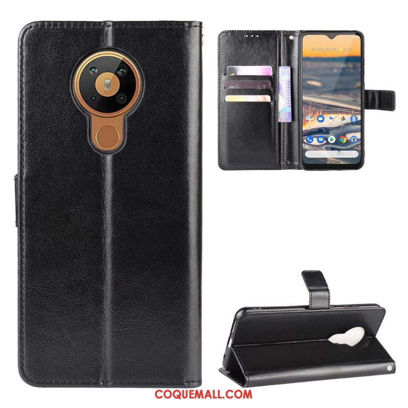 Étui Nokia 5.3 Téléphone Portable Incassable En Cuir, Coque Nokia 5.3 Modèle Fleurie Noir