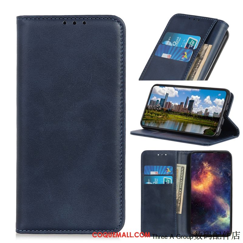 Étui Nokia 5.3 Vintage Bleu Marin Carte, Coque Nokia 5.3 En Cuir Cuir