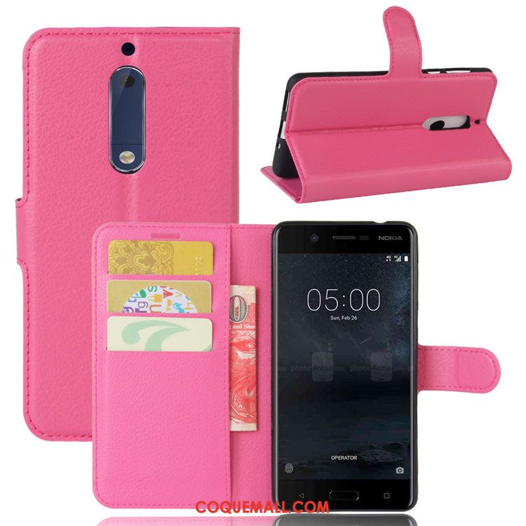 Étui Nokia 5 Protection Support Incassable, Coque Nokia 5 Rouge Téléphone Portable