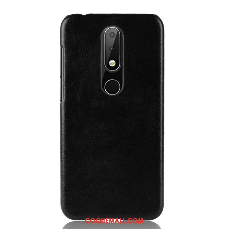 Étui Nokia 6.1 Cuir Téléphone Portable Difficile, Coque Nokia 6.1 Litchi Gris