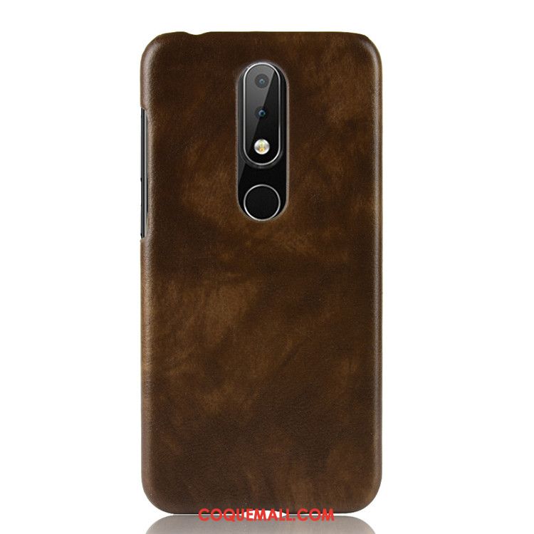 Étui Nokia 6.1 Cuir Téléphone Portable Difficile, Coque Nokia 6.1 Litchi Gris