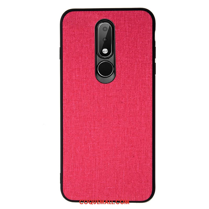 Étui Nokia 6.1 Délavé En Daim Cuir Téléphone Portable, Coque Nokia 6.1 Bleu Marin Tissu