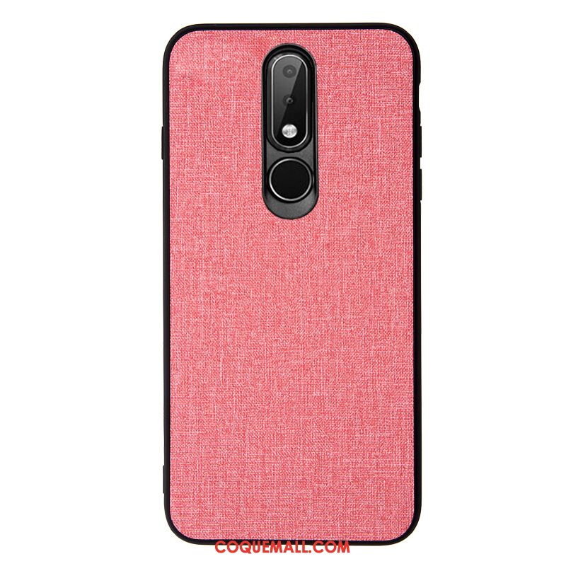 Étui Nokia 6.1 Délavé En Daim Cuir Téléphone Portable, Coque Nokia 6.1 Bleu Marin Tissu