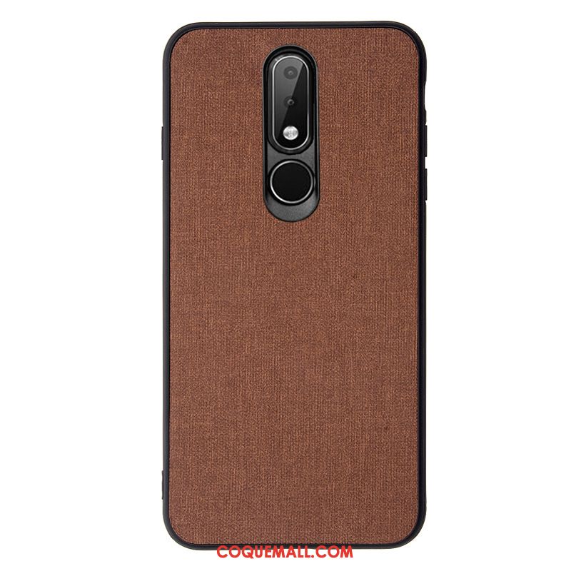 Étui Nokia 6.1 Délavé En Daim Cuir Téléphone Portable, Coque Nokia 6.1 Bleu Marin Tissu