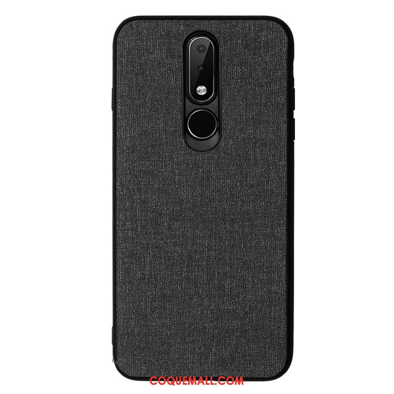 Étui Nokia 6.1 Délavé En Daim Cuir Téléphone Portable, Coque Nokia 6.1 Bleu Marin Tissu