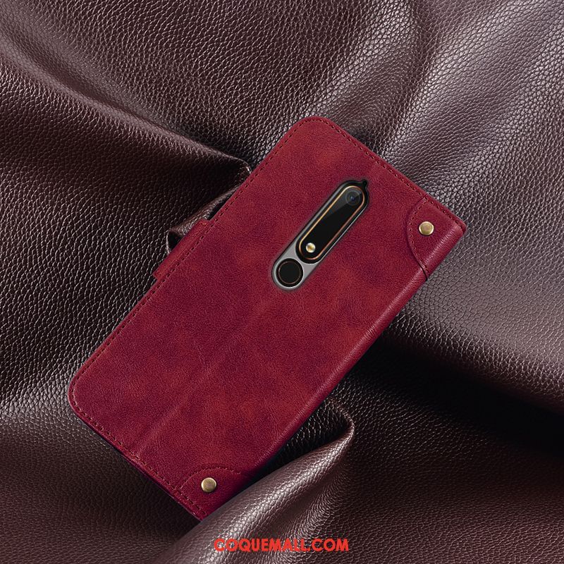 Étui Nokia 6.1 En Cuir Protection Support, Coque Nokia 6.1 Portefeuille Téléphone Portable