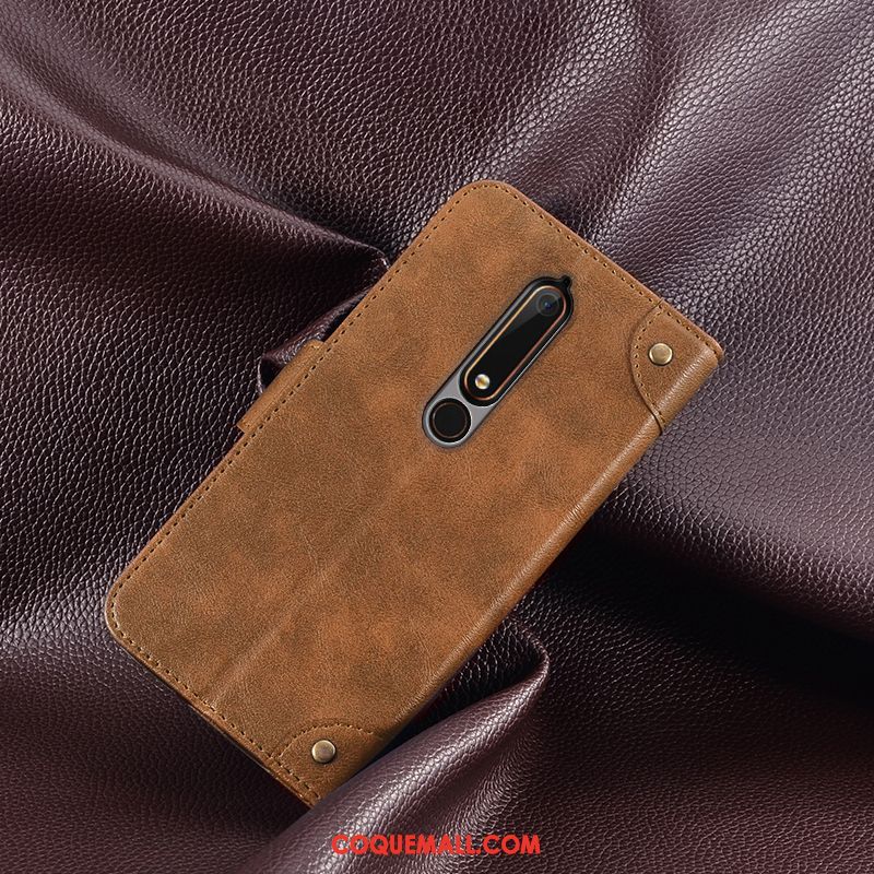 Étui Nokia 6.1 En Cuir Protection Support, Coque Nokia 6.1 Portefeuille Téléphone Portable