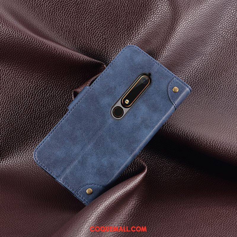 Étui Nokia 6.1 En Cuir Protection Support, Coque Nokia 6.1 Portefeuille Téléphone Portable