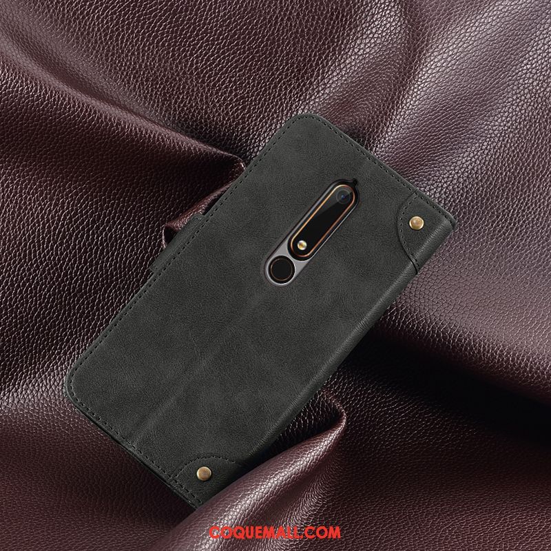 Étui Nokia 6.1 En Cuir Protection Support, Coque Nokia 6.1 Portefeuille Téléphone Portable