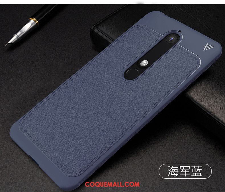 Étui Nokia 6.1 Fluide Doux Protection Bleu, Coque Nokia 6.1 Incassable Tout Compris