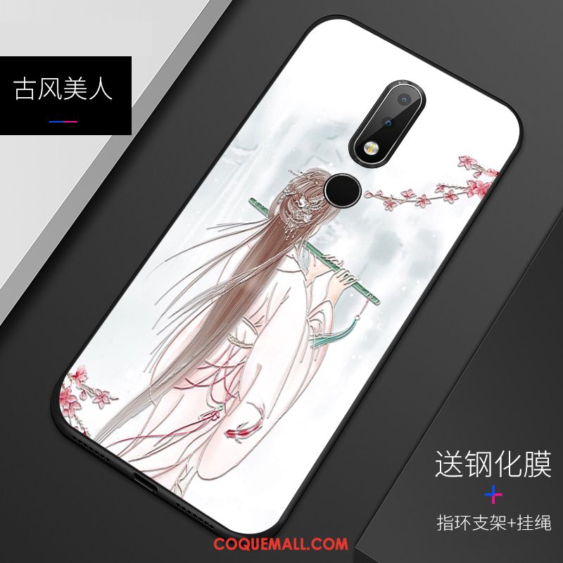 Étui Nokia 6.1 Gaufrage Protection Vert, Coque Nokia 6.1 Fluide Doux Tendance