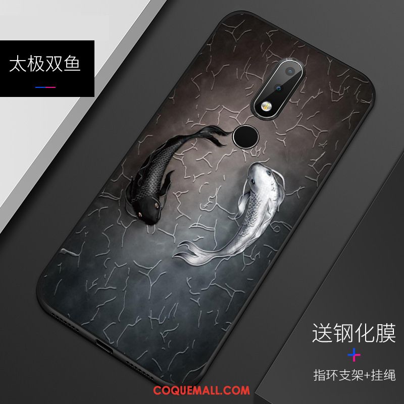 Étui Nokia 6.1 Gaufrage Protection Vert, Coque Nokia 6.1 Fluide Doux Tendance