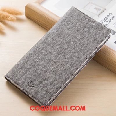 Étui Nokia 6.1 Gris Modèle Fleurie Tissu, Coque Nokia 6.1 En Cuir Téléphone Portable