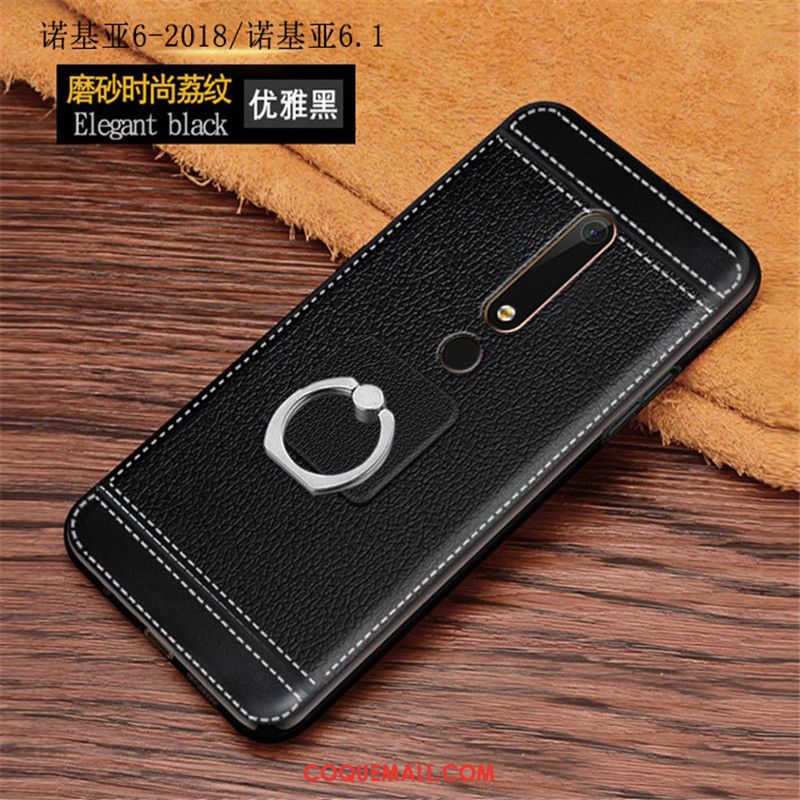 Étui Nokia 6.1 Modèle Fleurie Litchi Anneau, Coque Nokia 6.1 Simple Incassable Braun