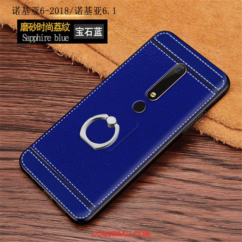 Étui Nokia 6.1 Modèle Fleurie Litchi Anneau, Coque Nokia 6.1 Simple Incassable Braun