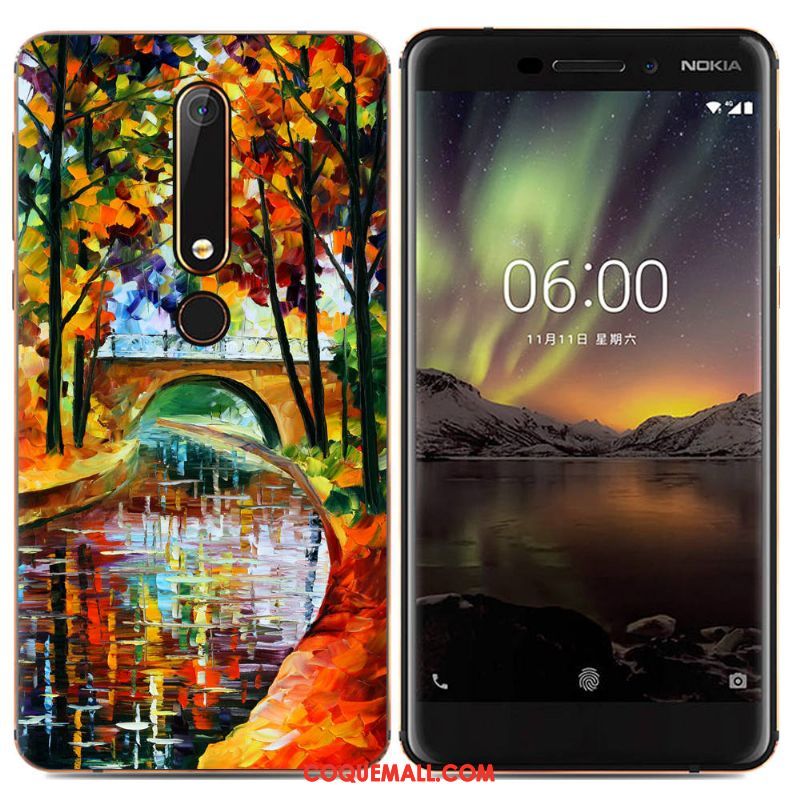 Étui Nokia 6.1 Protection Multicolore Créatif, Coque Nokia 6.1 Téléphone Portable Fluide Doux