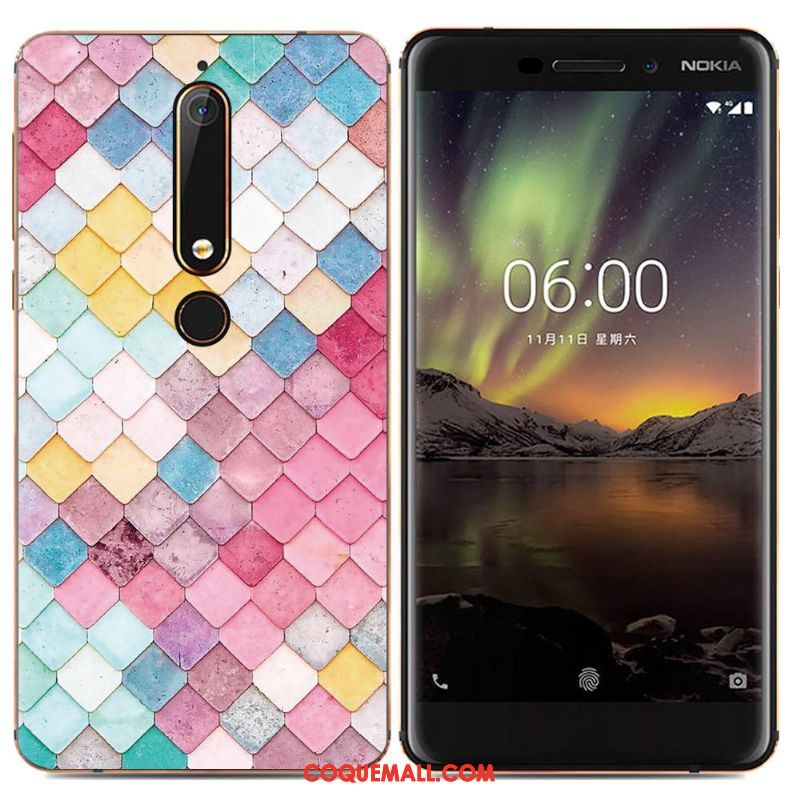 Étui Nokia 6.1 Protection Multicolore Créatif, Coque Nokia 6.1 Téléphone Portable Fluide Doux