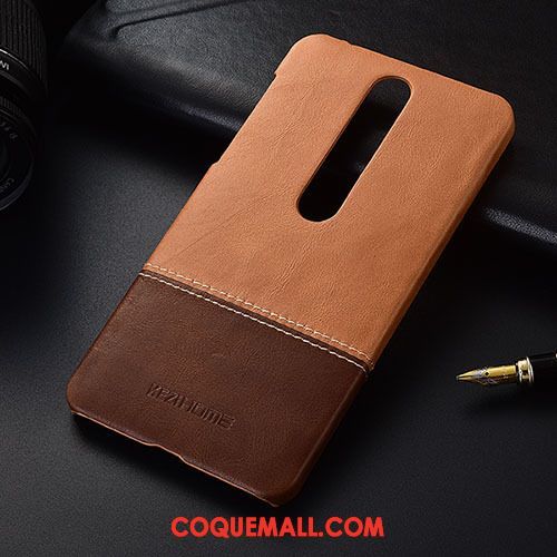 Étui Nokia 6.1 Protection Téléphone Portable Cuir Véritable, Coque Nokia 6.1 Rouge